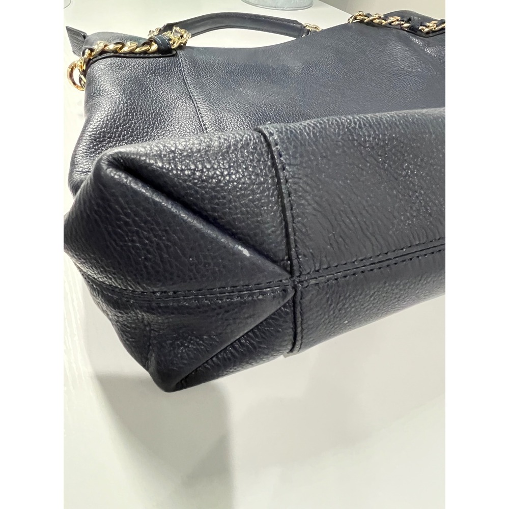 Michael Kors Navy‎ Blue Chain Shoulder Tote Bag Gold Accents - Picture 11 of 12